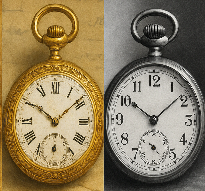 Portrait de John Harrison avec son chronomètre H4, révolution de la navigation maritime